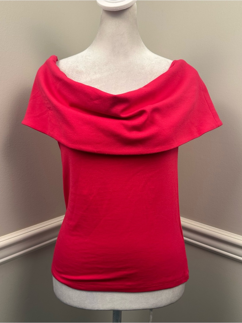 COS Off-Shoulder Draped Short Sleeve Top in Bright Pink S NWTS